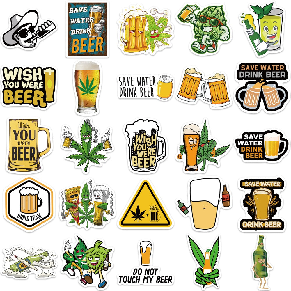 50pcs Drink Beer Alcohol Stickers