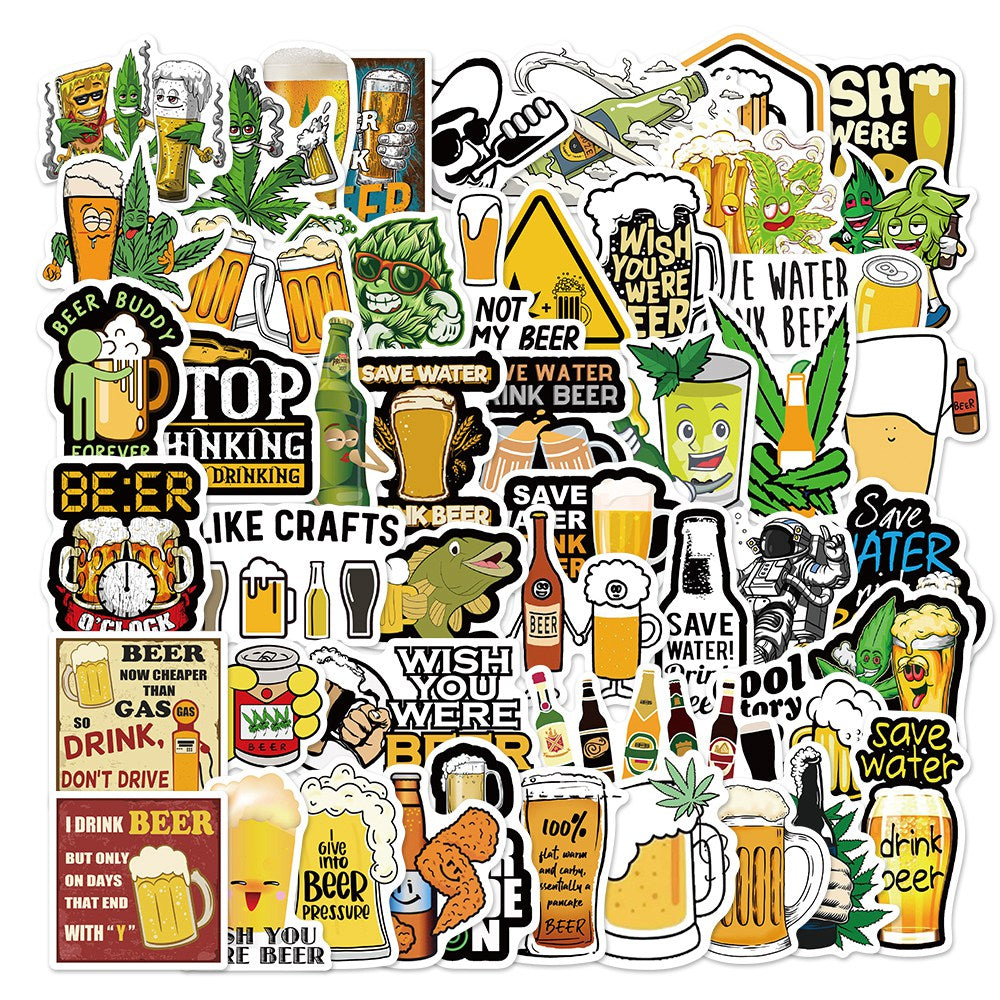 50pcs Drink Beer Alcohol Stickers