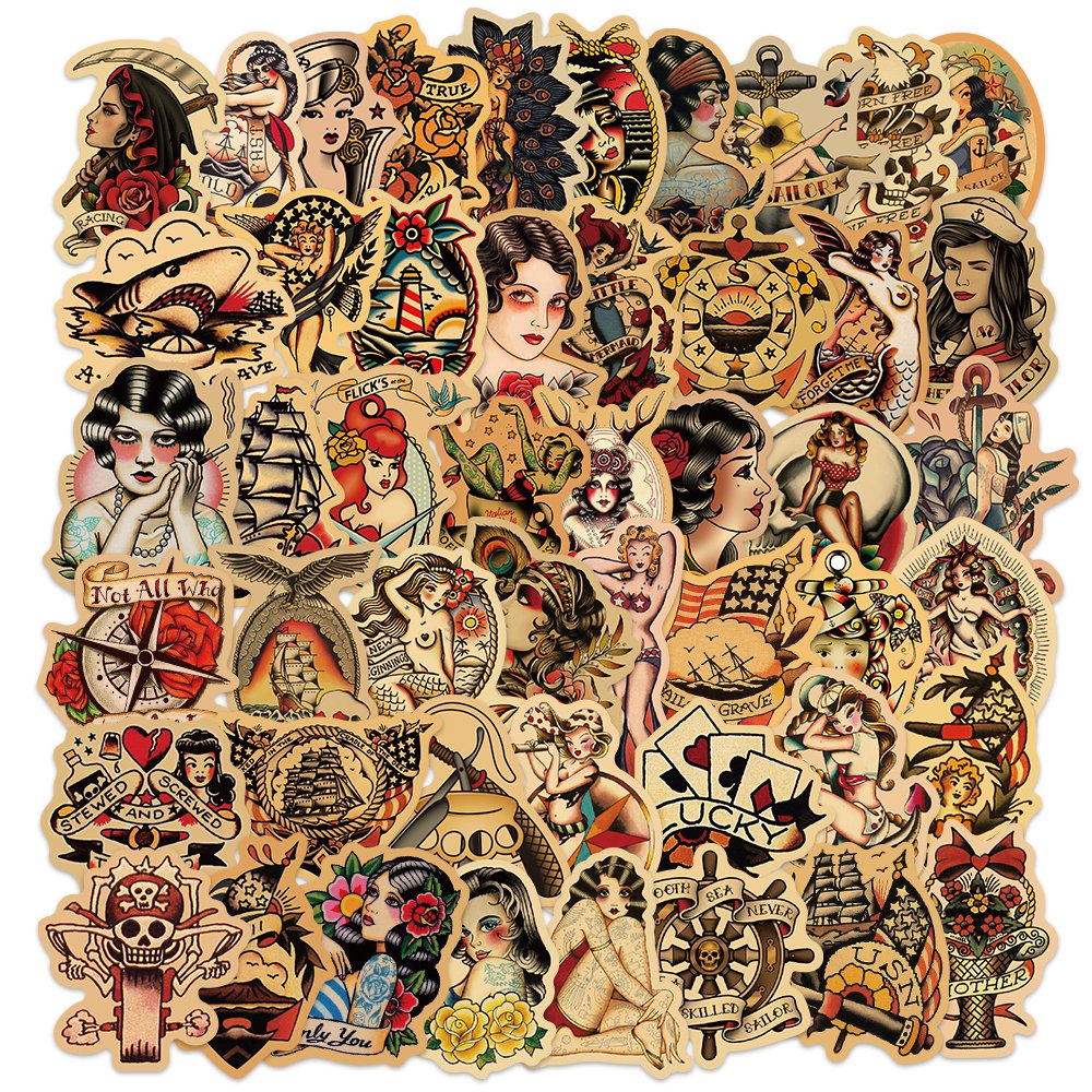 50pcs Retro Style Sexy Girls 1 Stickers