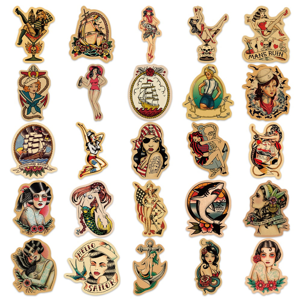 50pcs Retro Style Sexy Girls 2 Stickers