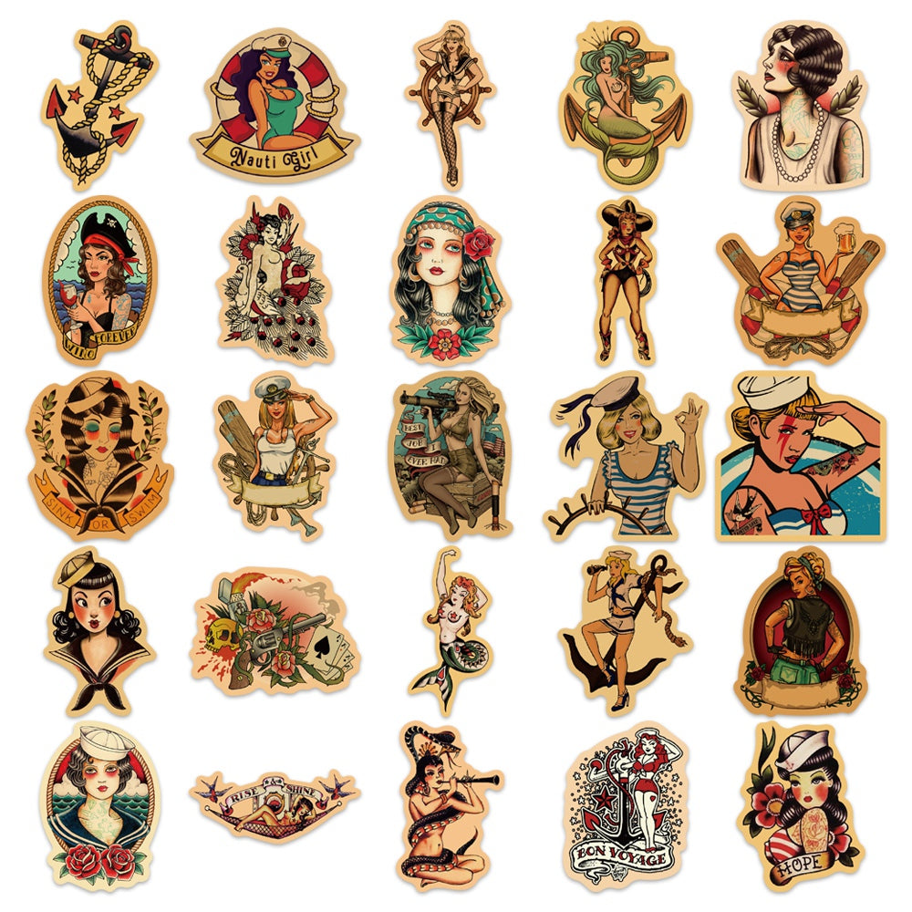 50pcs Retro Style Sexy Girls 2 Stickers