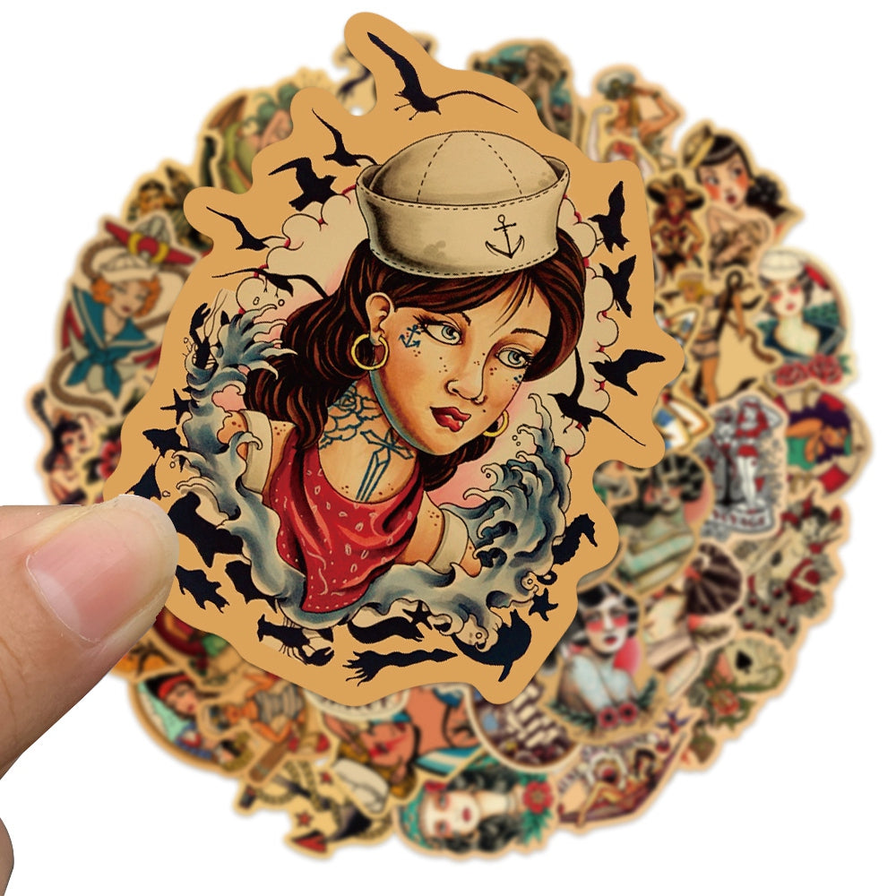 50pcs Retro Style Sexy Girls 2 Stickers