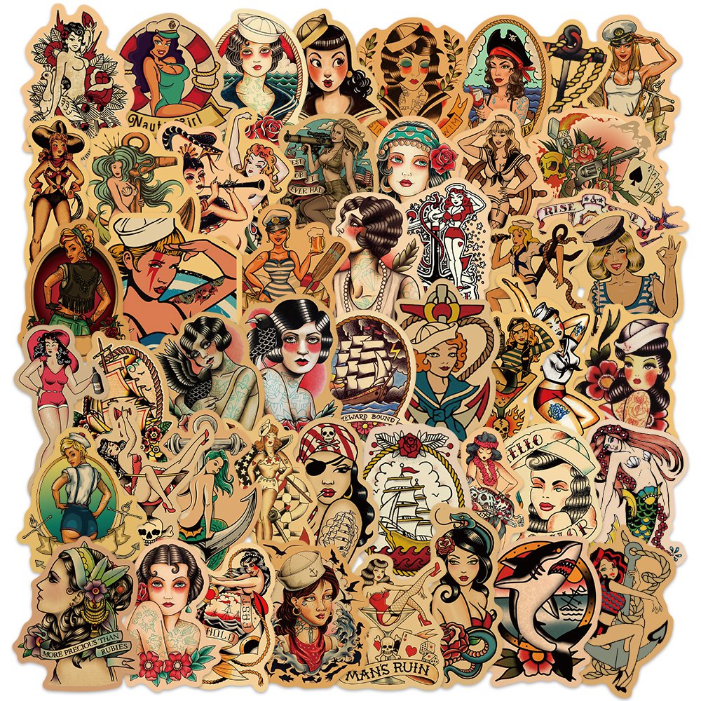 50pcs Retro Style Sexy Girls 2 Stickers