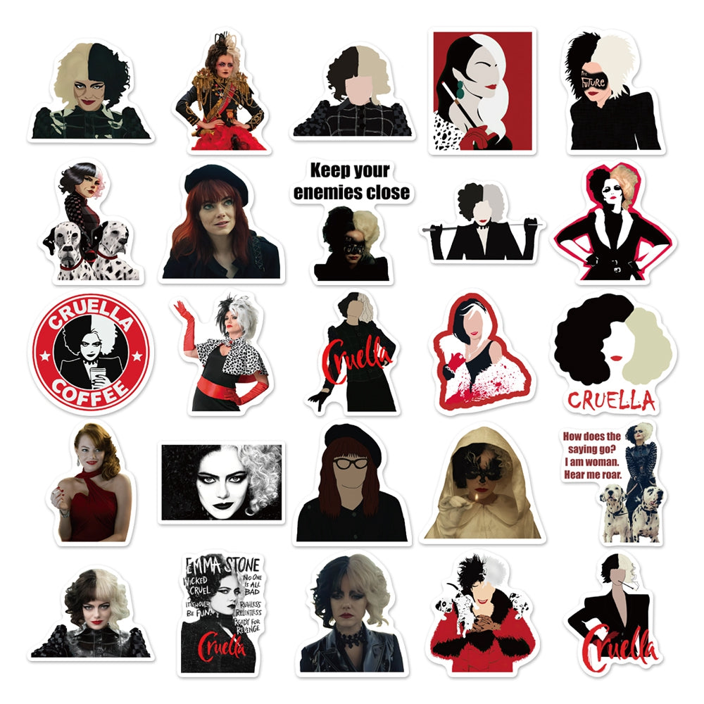 50pcs Cruella Movie Stickers