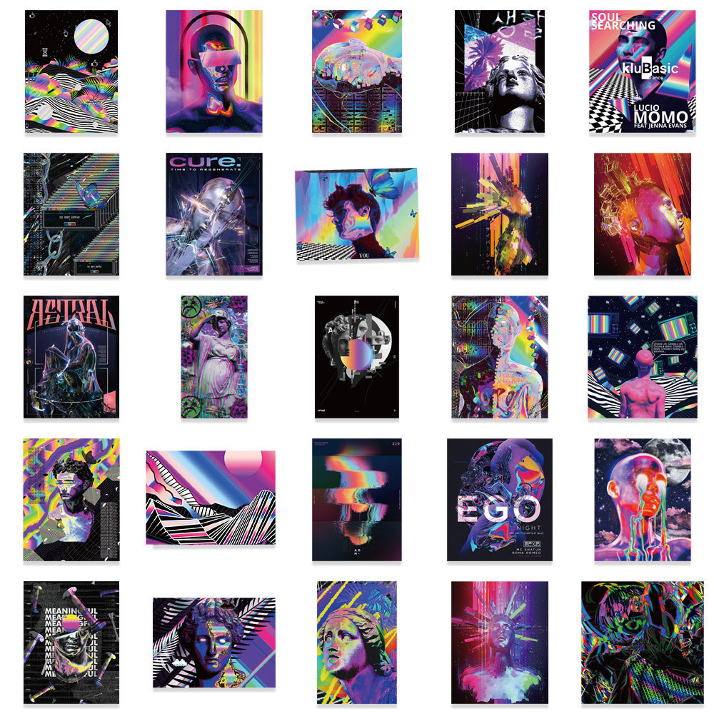 50pcs Psychedelic Aesthetic Stickers Cyberpunk Style