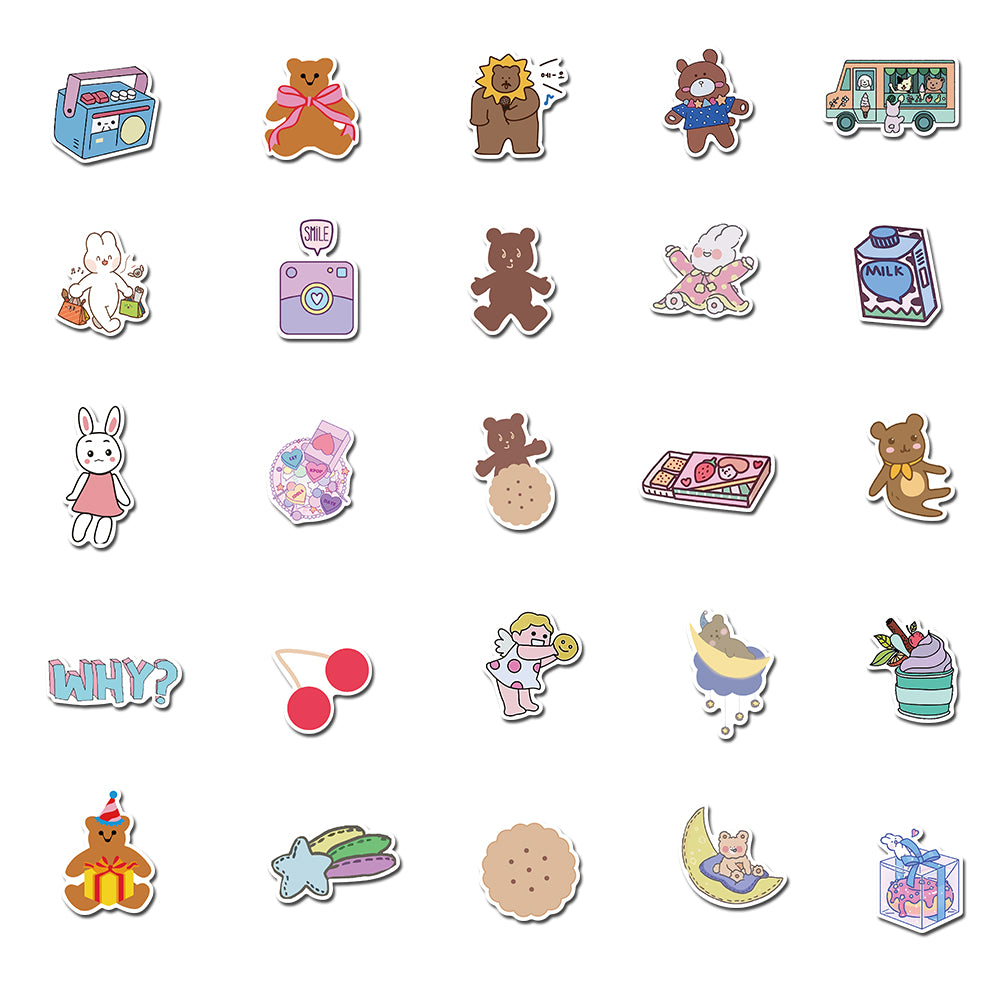 50pcs Bear Girl Stickers