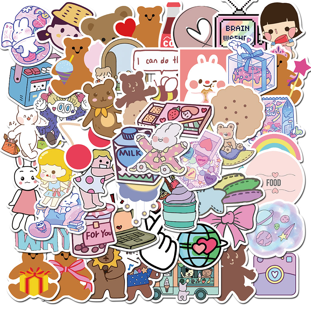 50pcs Bear Girl Stickers