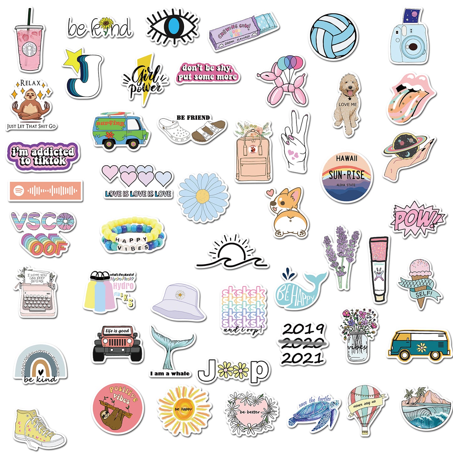 50pcs Cute INS 7 Stickers
