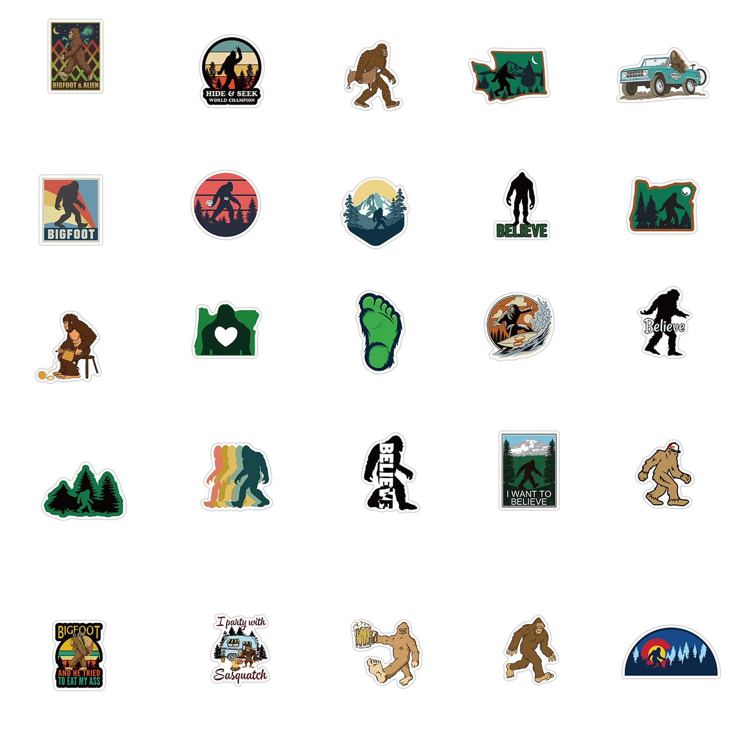 50pcs Bigfoot Stickers