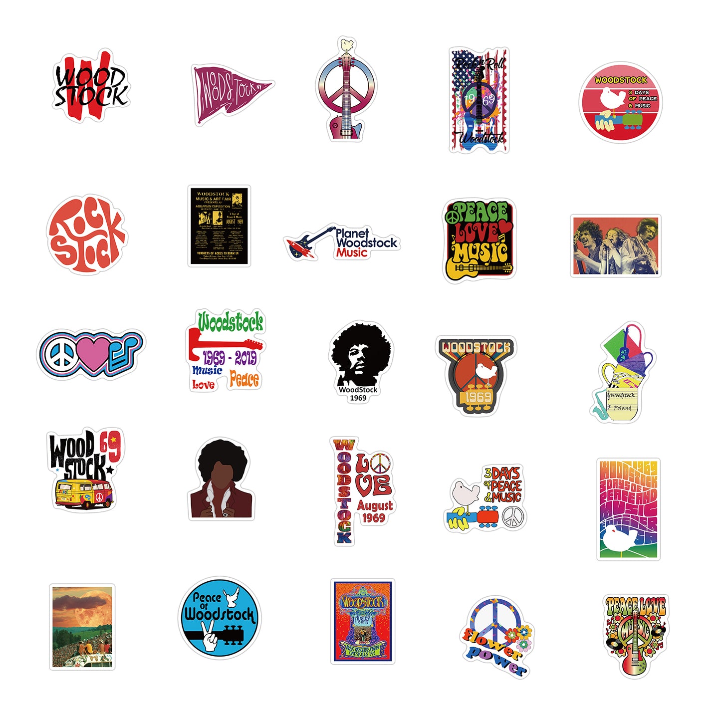 50pcs Woodstock Stickers