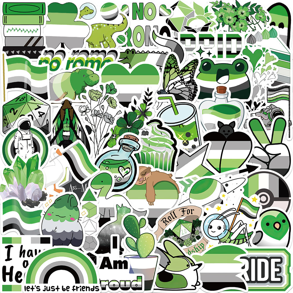 52pcs Aromantic Pride Stickers