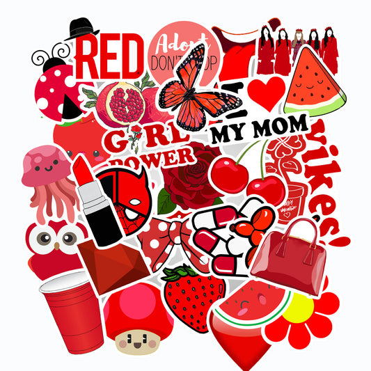 50pcs Red INS Stickers