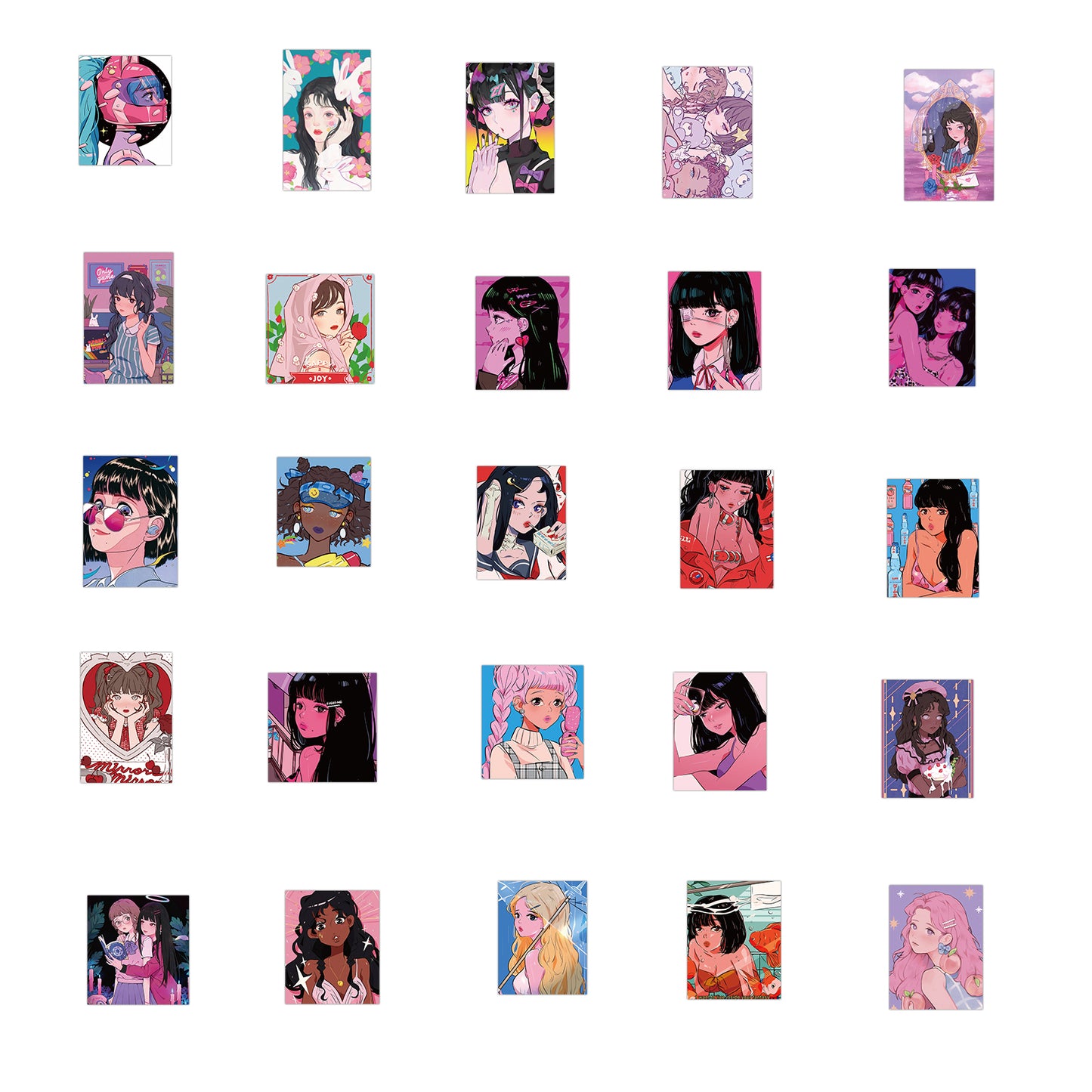 50pcs Girl Illustration Stickers