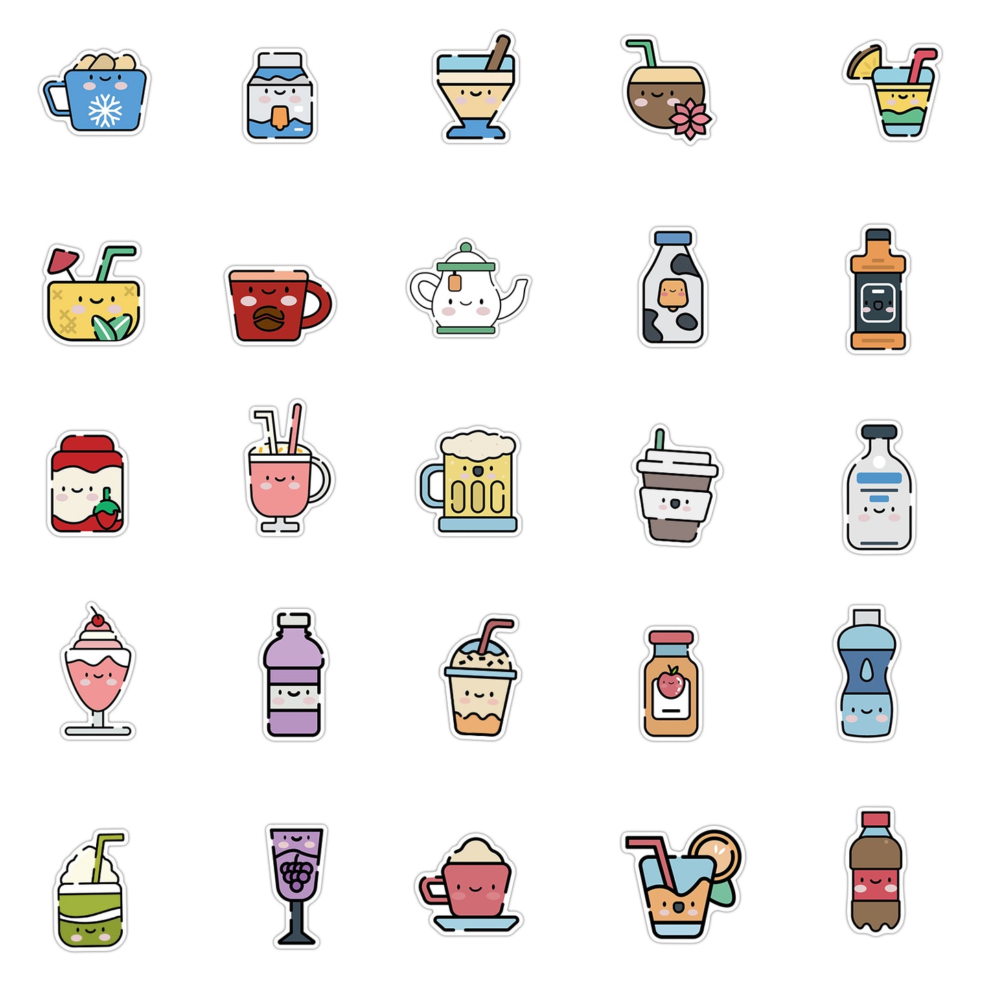 50pcs INS Drink Cup Cute Memes Stickers