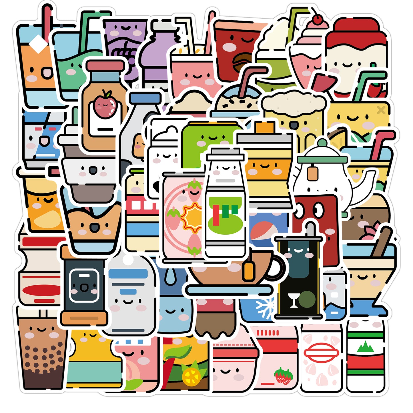 50pcs INS Drink Cup Cute Memes Stickers