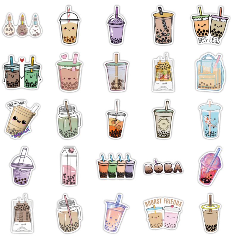 50pcs Milk Tea 1 Cartoon Memes Stickers