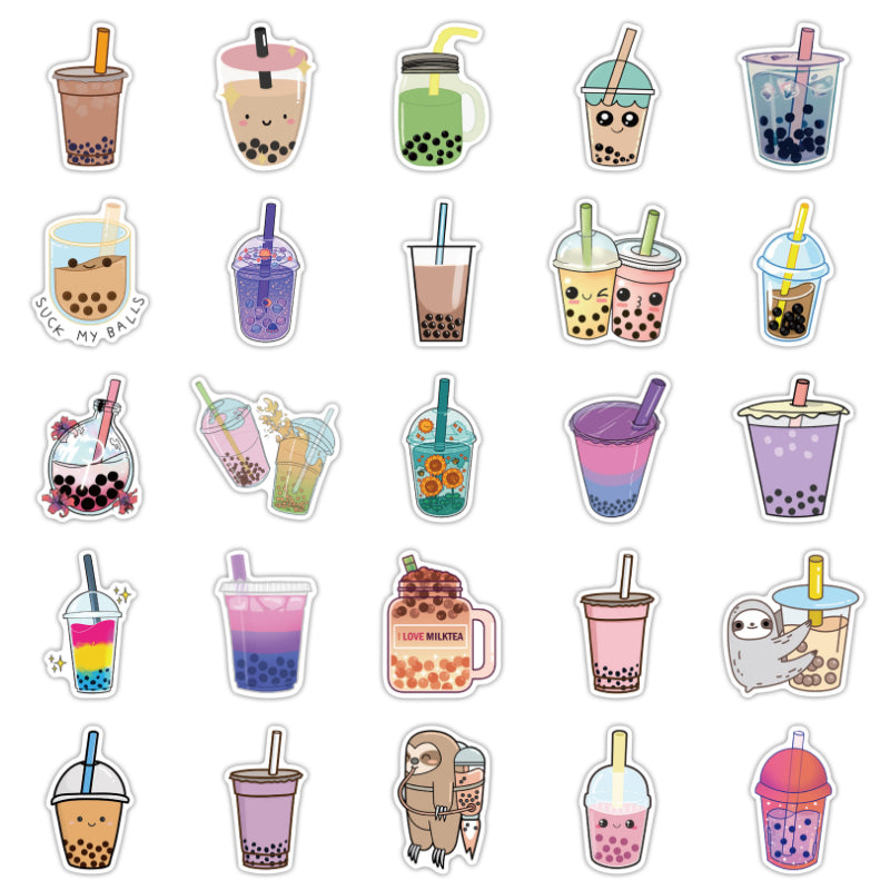 50pcs Milk Tea 1 Cartoon Memes Stickers