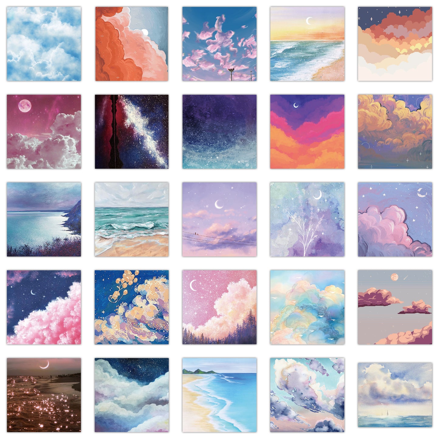 50pcs INS Painting 1 Clouds Sky Stickers