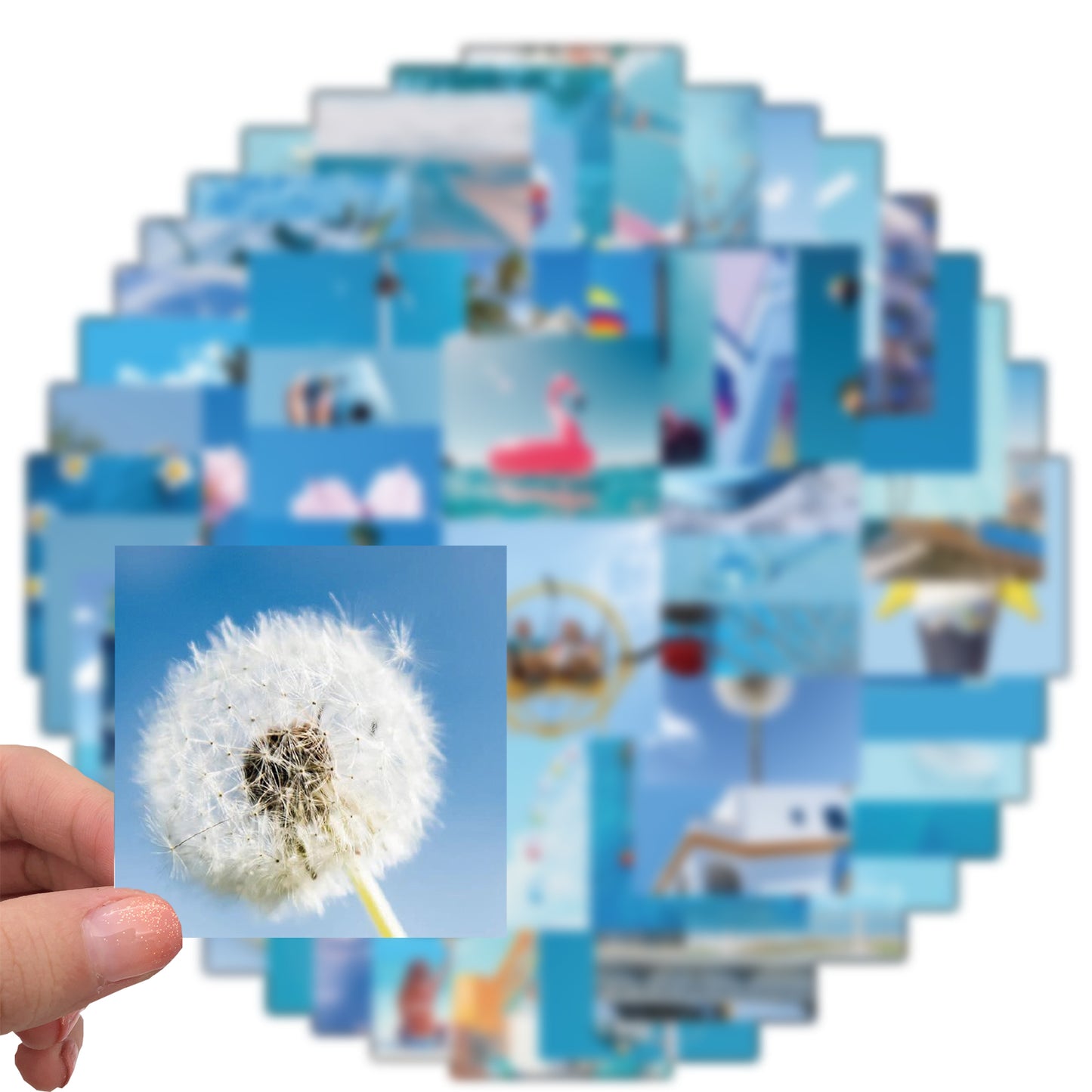 62pcs Blue Scenery Sky Observation Wheel Stickers