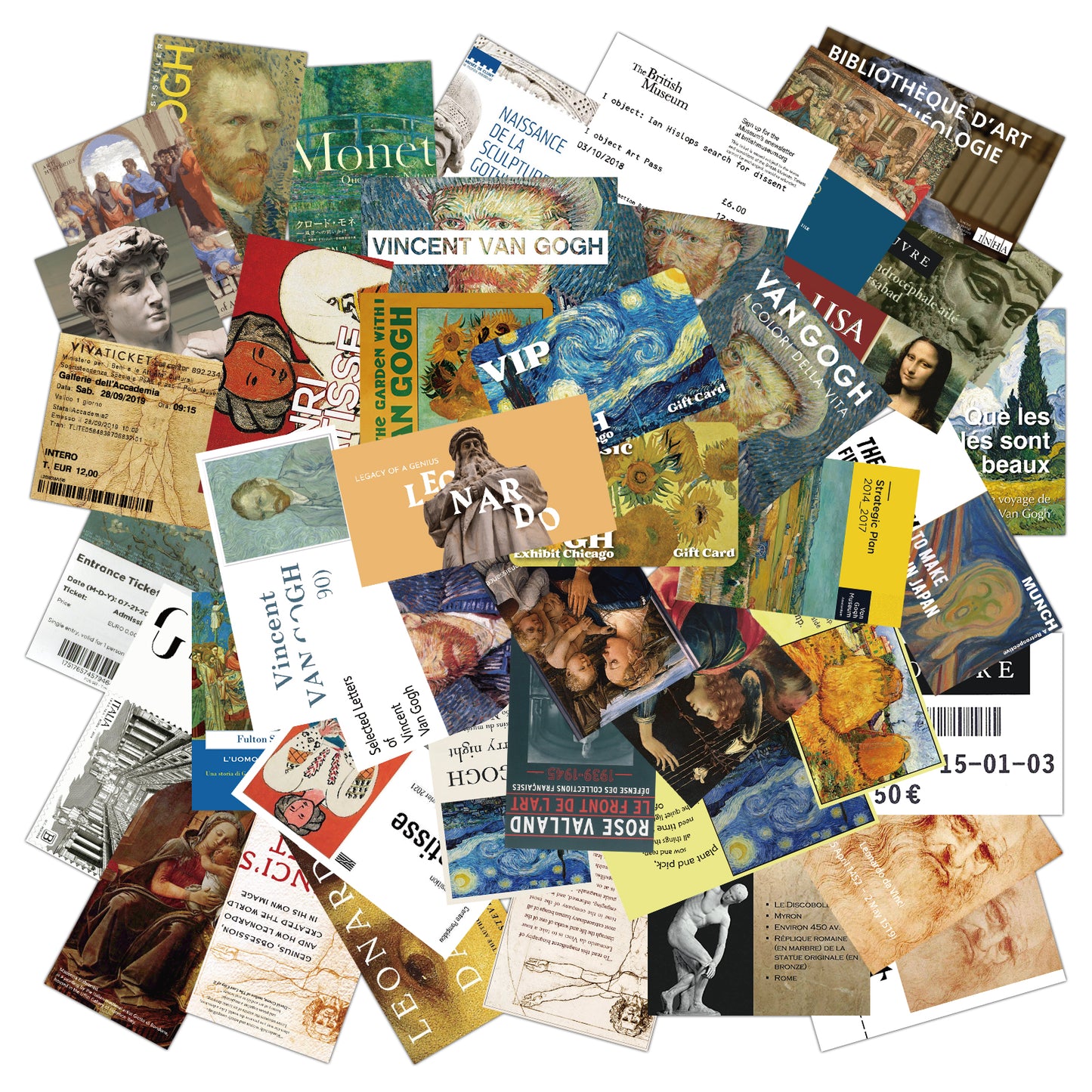 50pcs Retro Art Exhibition Tickets Van Gogh Stickers