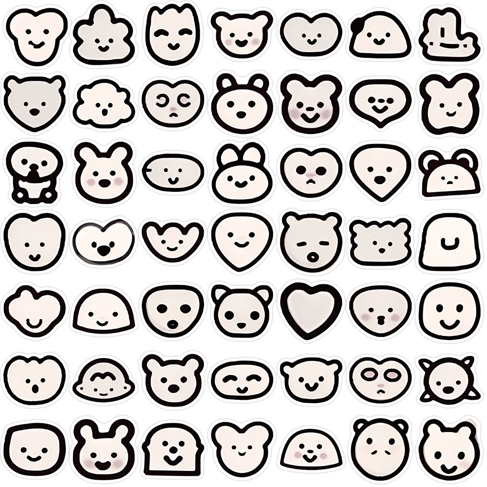 100pcs Black and White Cartoon Emoji Memes Stickers