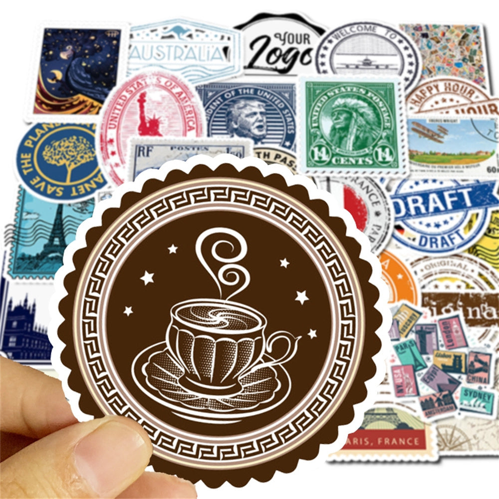 100pcs Retro Vintage Stamps Stickers