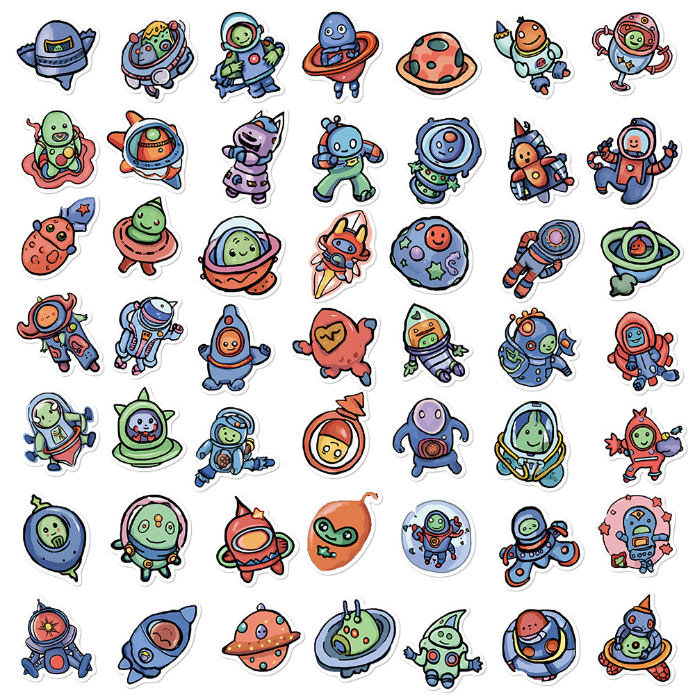 50pcs Cute Alien Airship Stickers