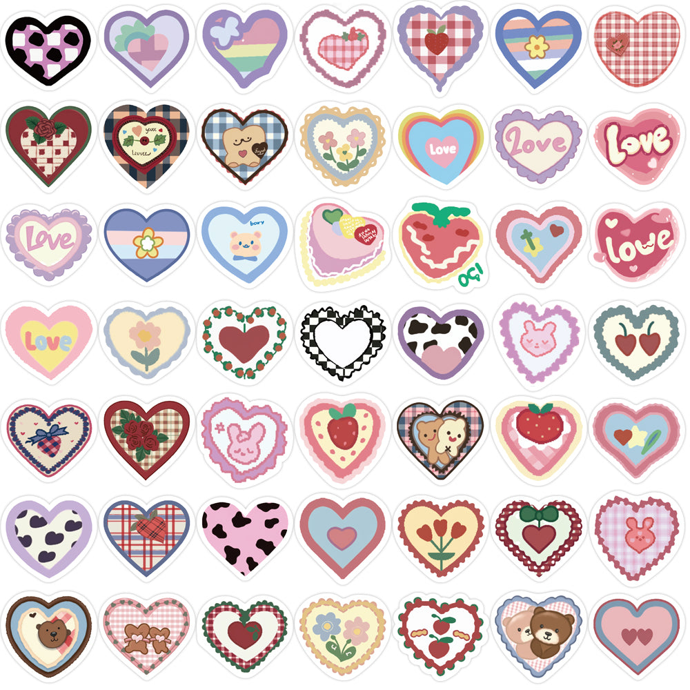 100pcs Colorful Love Heart Cartoon Stickers