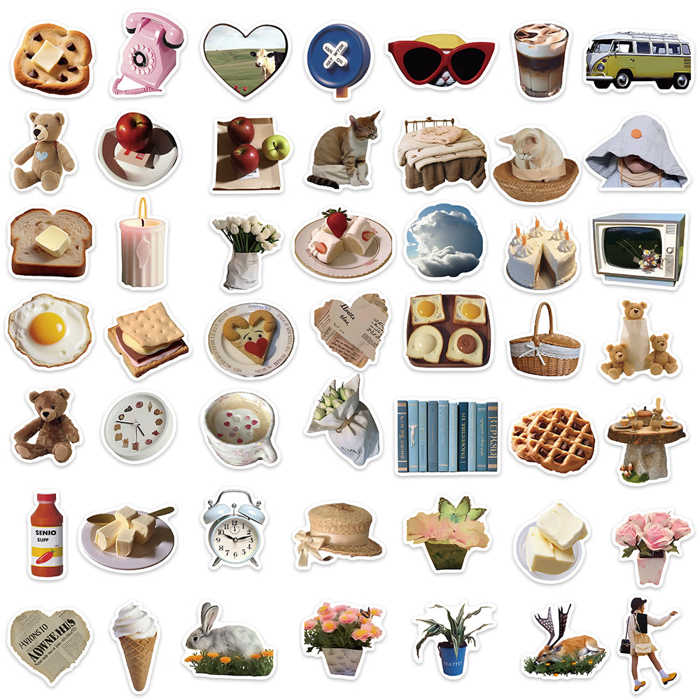 50pcs Handbook Elements Sweet Books Stickers