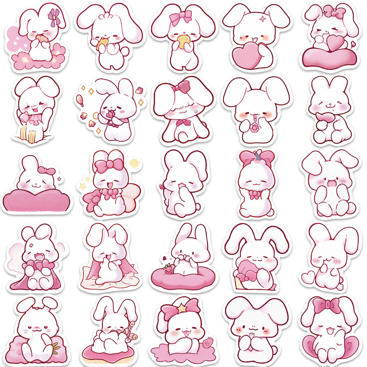 50pcs Pink Cartoon Bunny Kids Rabbit Stickers