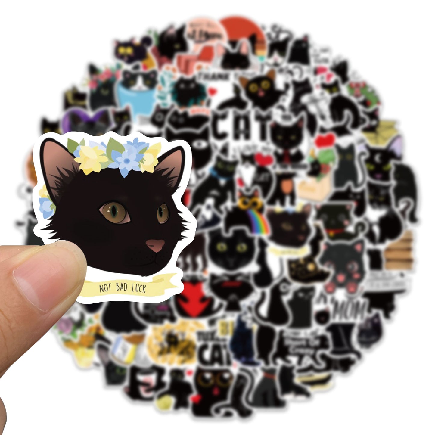 100pcs Black Cat Stickers