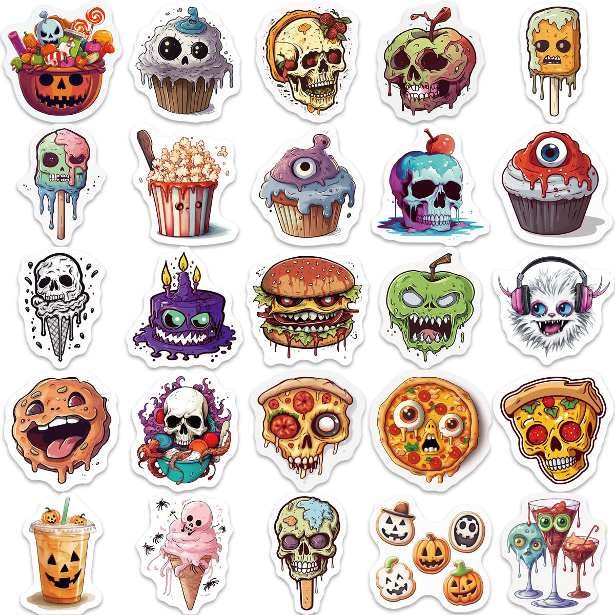 50pcs Halloween Scary Horror Food Ice-cream Stickers