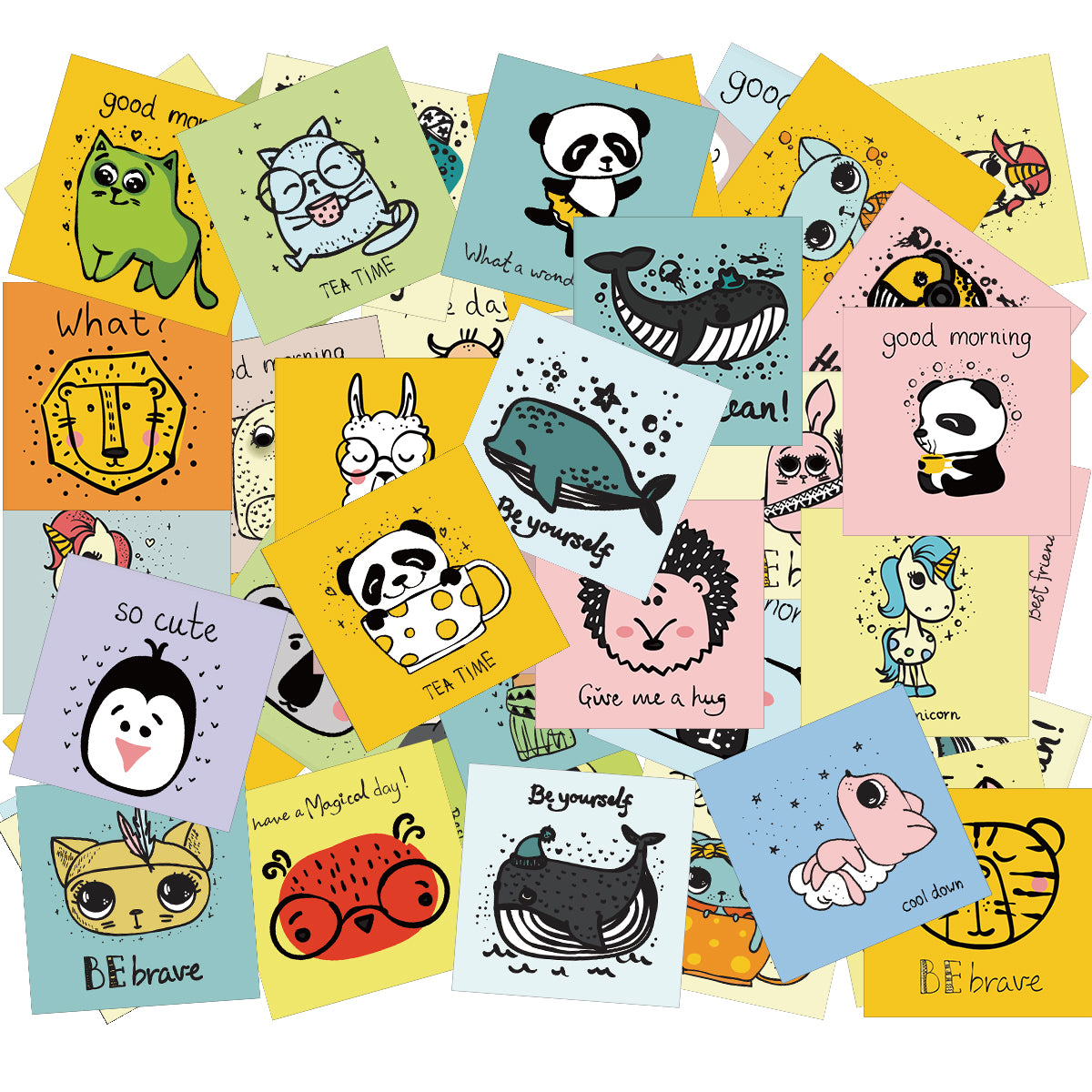 60pcs Card Cartoon Animals Stickers Awards for Kids Child