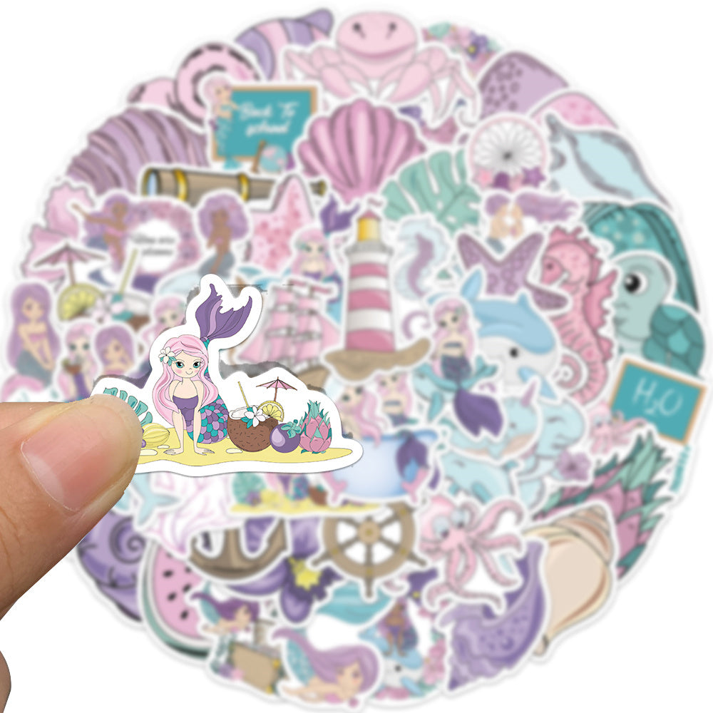 56pcs Pink Mermaid Maritime mythology Stickers