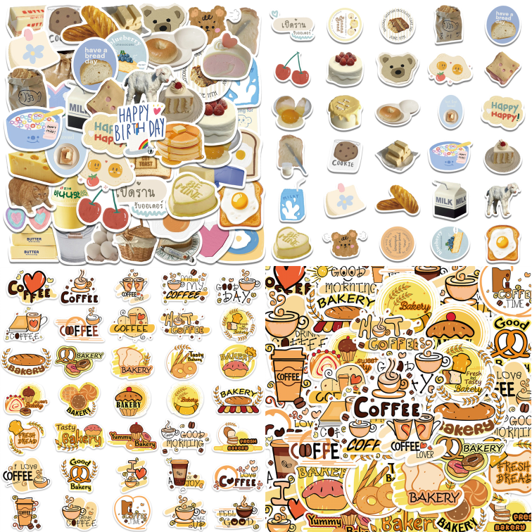 99pcs Cream Tea Stickers Butter Bread Coffee