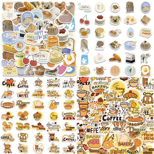 99pcs Cream Tea Stickers Butter Bread Coffee