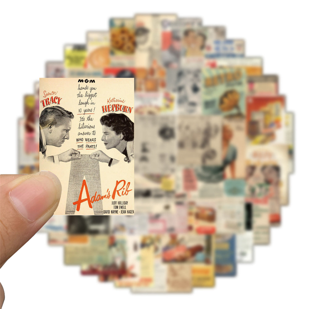 100pcs Vintage Retro Posters Tickets Stickers