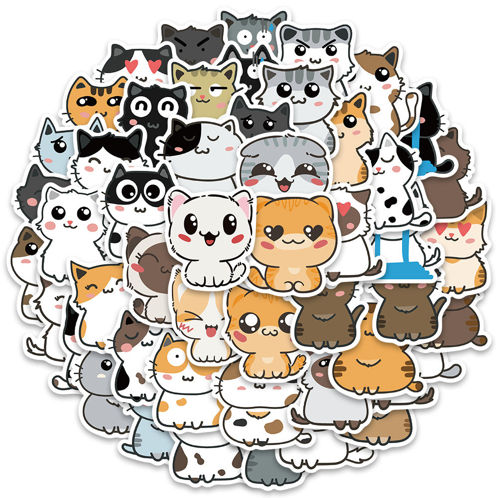 50pcs Cute Cats Stickers Cartoon Animals Cats Emoji