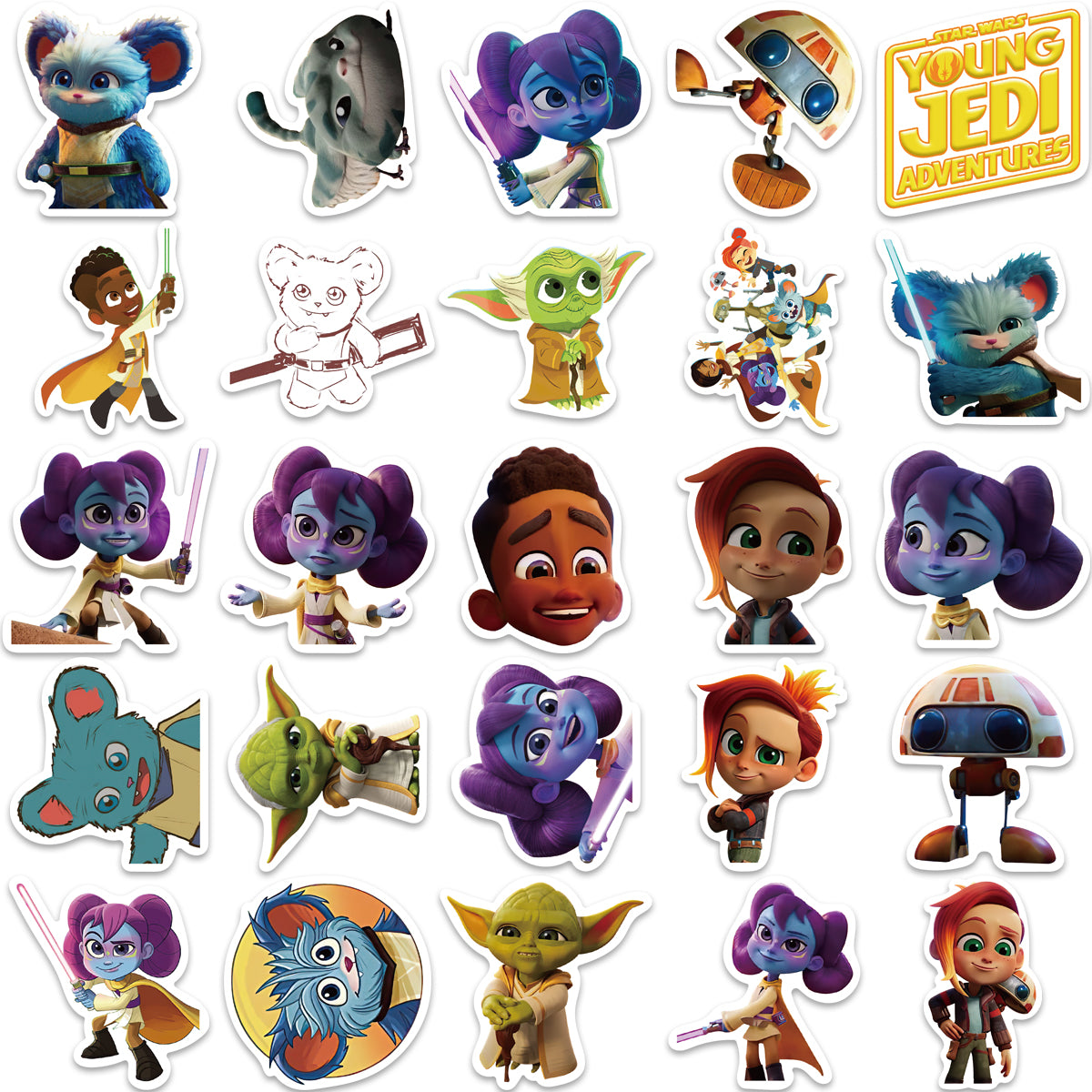 50pcs Young Jedi Adventures Stickers Adventure Action Cartoon