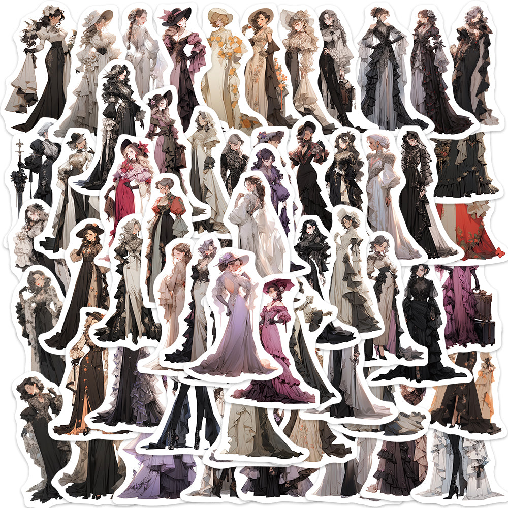 60pcs Gown Anime Aristocratic Girl Stickers