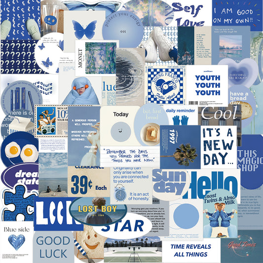 57pcs INS Style Blue Theme Scenery Stickers