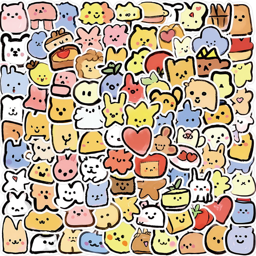 100pcs Animal Emoticons Kids Cartoon Sketch Stickers