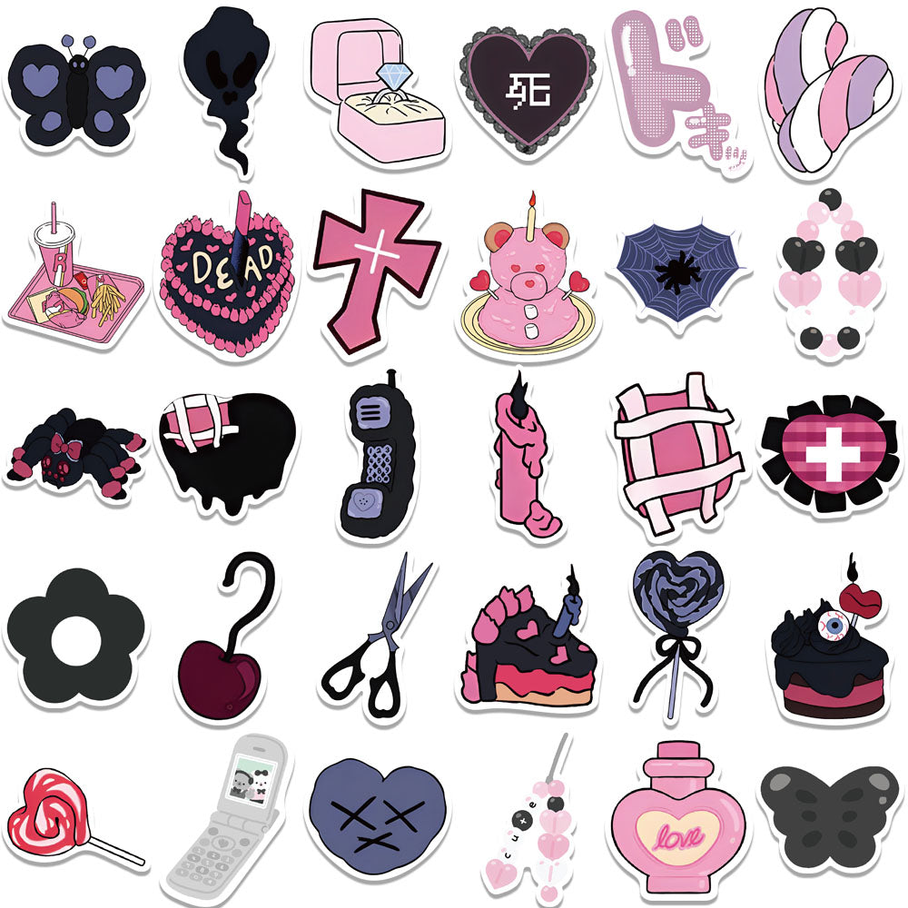 60pcs Pink INS Style Stickers Grotesque Cake