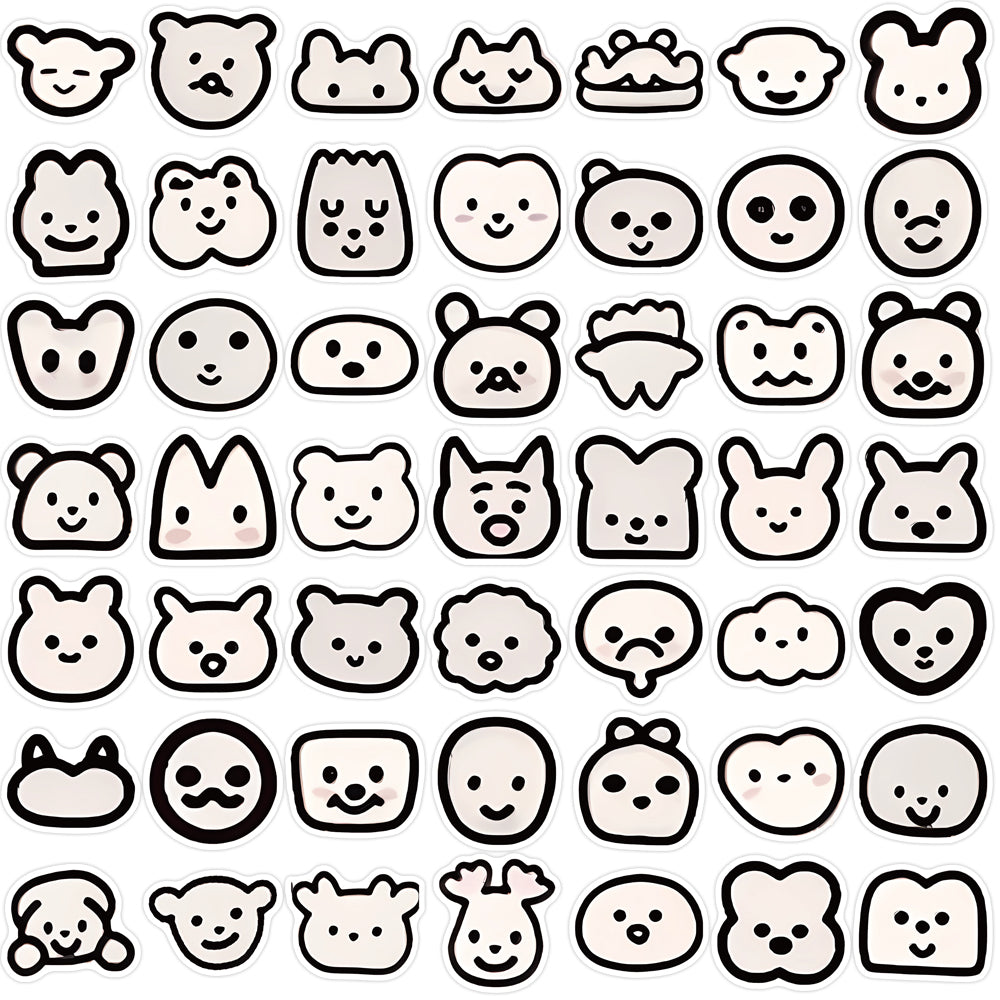 100pcs Black and White Cartoon Emoji Memes Stickers