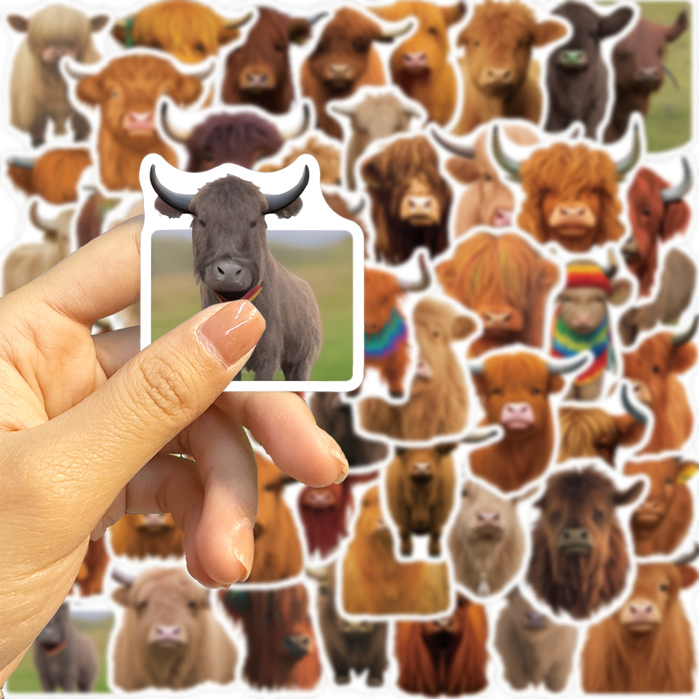 52pcs AI Painting Yak Animals Stickers