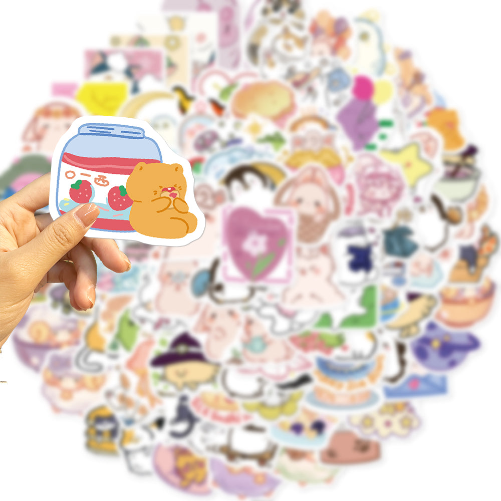 100pcs Cartoon Cute INS Style Animals 4 Stickers