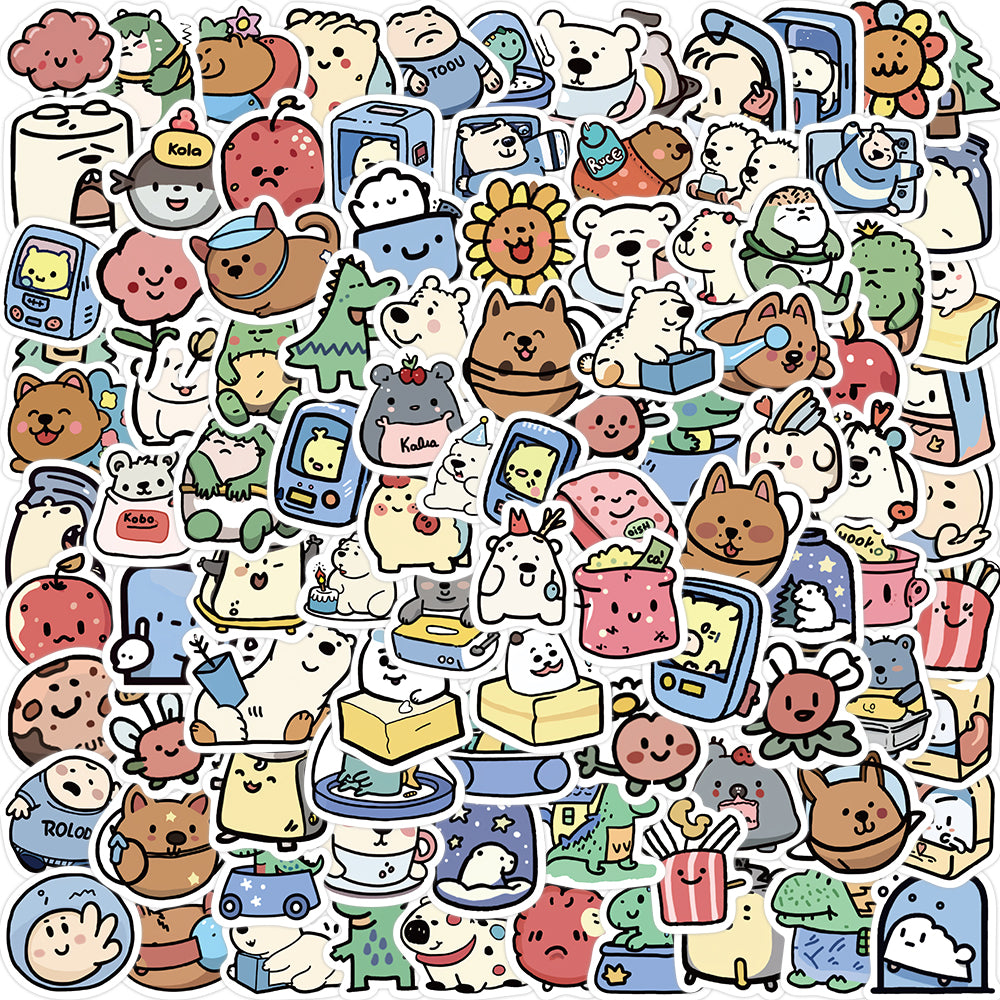 100pcs Cute Animals Kids Cartoon Bear Stickers