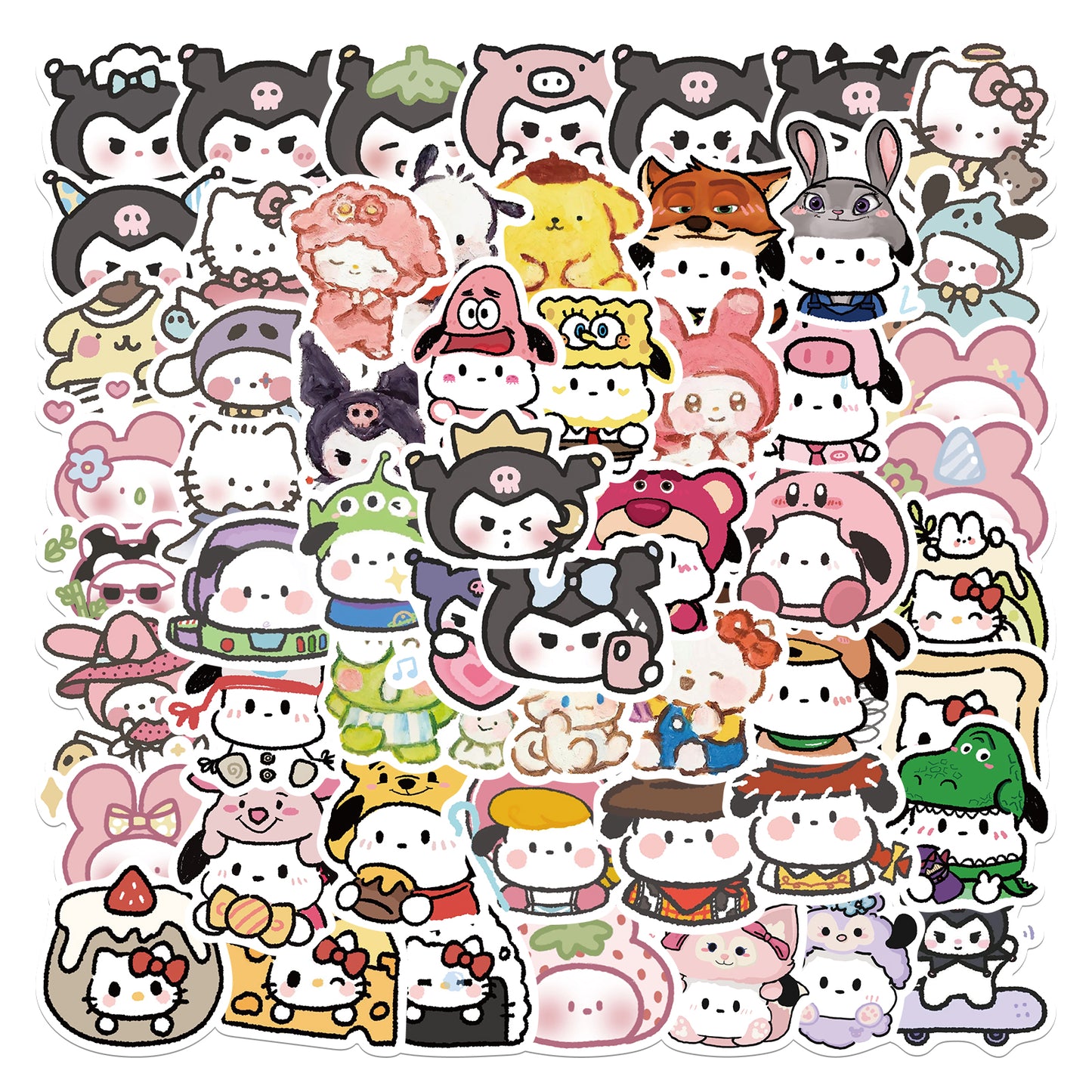 56pcs Sanrio Stick Figure Stickers Cute Cartoon Animals