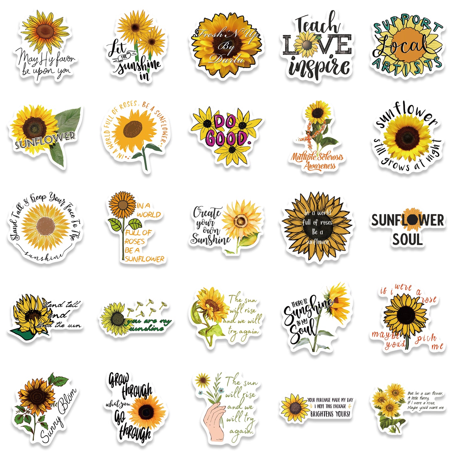 100pcs Sunflower Stickers