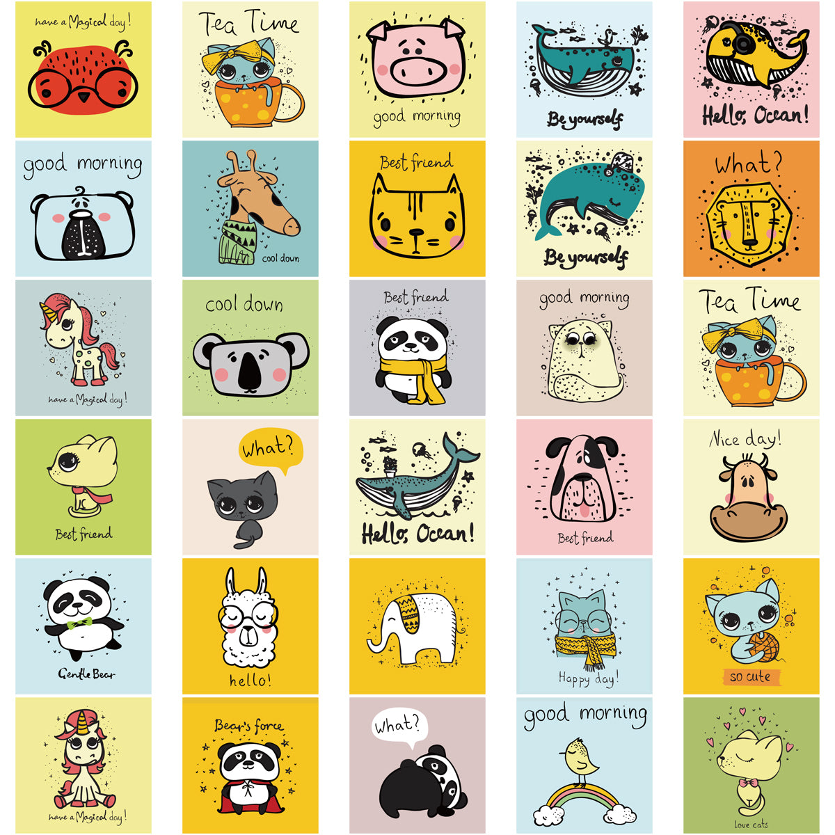 60pcs Card Cartoon Animals Stickers Awards for Kids Child